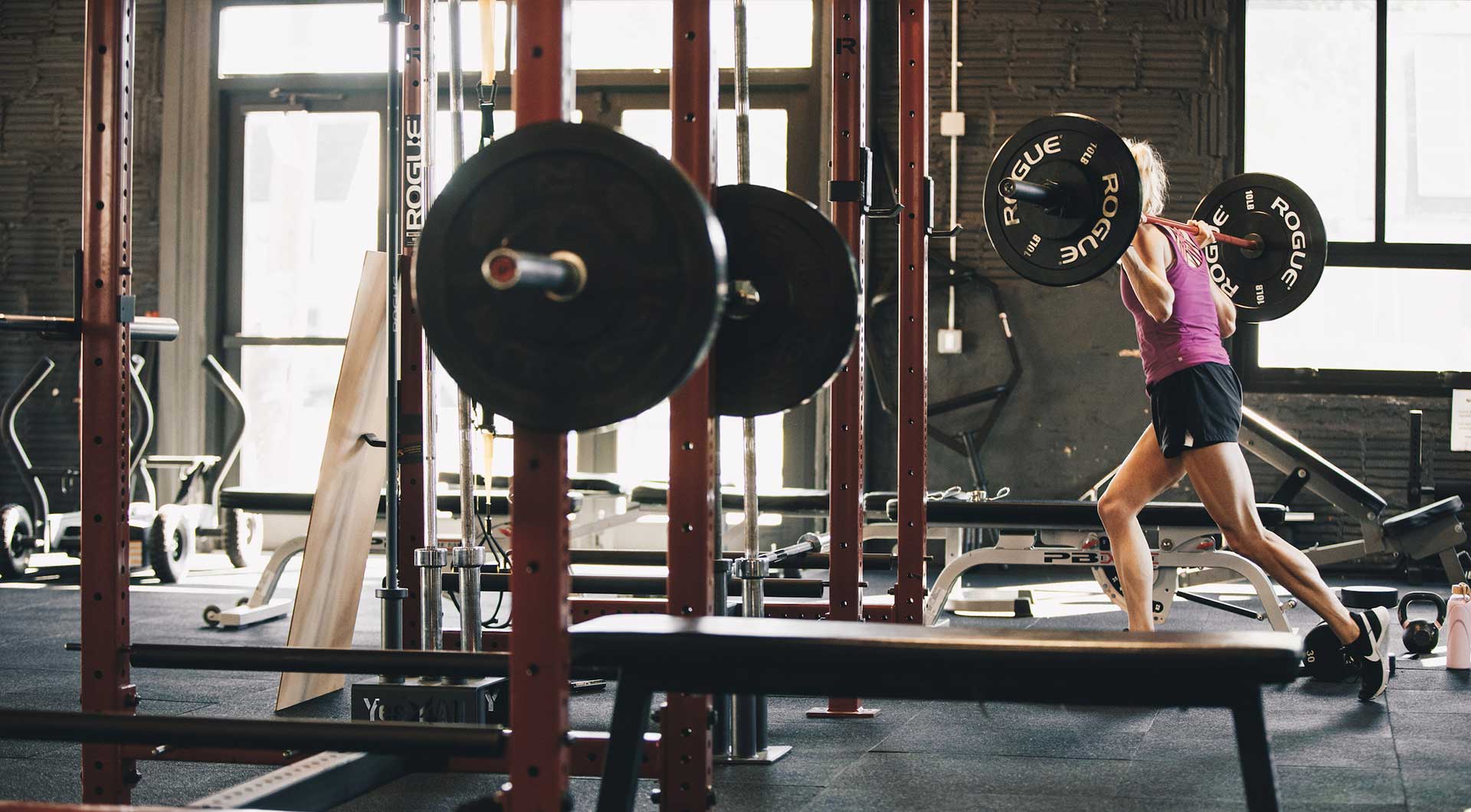 Woman working out in our gym