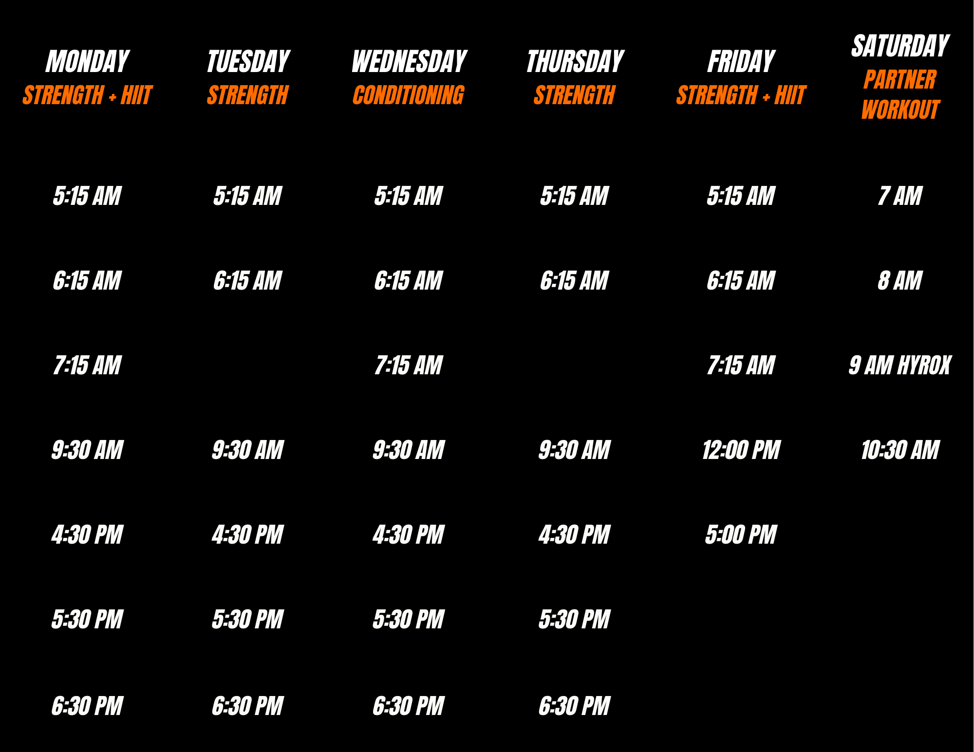 Arsenal Strength Class Schedule