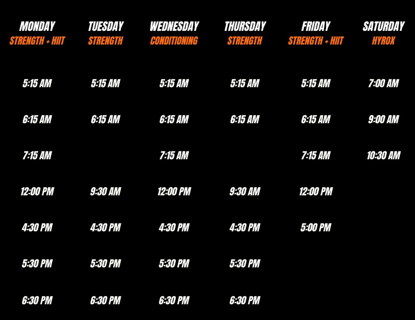 Arsenal Strength Class Schedule